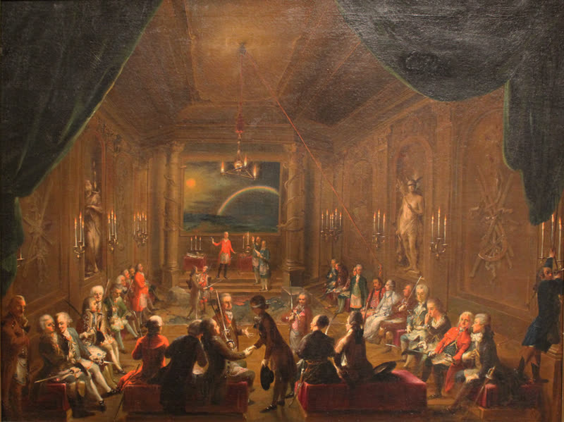 Initiation ceremony in a Viennese Masonic Lodge during the reign of Joseph II, painted by Ignaz Unterberger circa 1784