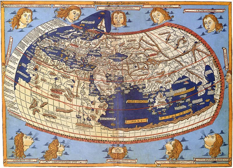 Ptolemy's World Map, 15th century reconstruction showing Europe, Africa, and Asia with coordinate grid